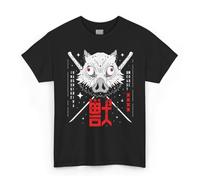 Demon Slayer - Inosuke Hashibira, T-Shirt Maglietta Nera, Manica Corta, Unisex Adulti, 100% Cotone Idea Regalo Anime Manga (IT, Testo, M, Regular, Regular, Nero)