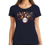 Demon Slayer Kimetsu no Yaiba anime muzan demone cosplay regalo donna maglietta, blu navy, L