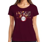 Demon Slayer Kimetsu no Yaiba anime muzan demone cosplay regalo donna maglietta, bordeaux, XXL