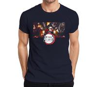 Demon Slayer Kimetsu no Yaiba anime muzan demone cosplay regalo uomo maglietta, blu navy, M
