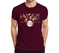 Demon Slayer Kimetsu no Yaiba anime muzan demone cosplay regalo uomo maglietta, bordeaux, XXL