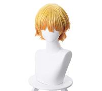 Demon Slayer: Kimetsu No Yaiba Kamado Tanjirou Agatsuma Zenitsu Parrucca cosplay Uomo Ragazzi Capelli sintetici ricci corti 30cm Parrucca anime Demon Slayer Kimets Agatsuma Zenitsu