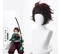Demon Slayer Kimetsu no Yaiba Kamado Tanjirou Kamado Nezuko Agatsuma Zenitsu Kanroji Mitsuri Costume cosplay parrucca Anime capelli One Size Shot misto rosso