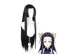 Demon Slayer Kimetsu no Yaiba Kochou Kanae Parrucca diritta lunga nera Costume Cosplay Resistente al calore Capelli sintetici Parrucche da donna
