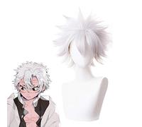 Demon Slayer Kimetsu No Yaiba Shinazugawa Sanemi Parrucca Cosplay Festa di Halloween Anime Parrucca corta grigio argento Parrucca + Parrucca gratis