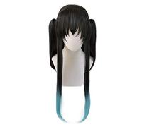 Demon Slayer Kimetsu no Yaiba Tokitou Muichirou Parrucca Costume Cosplay Resistente al calore Parrucche sintetiche per capelli con coda di cavallo