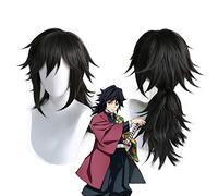 Demon Slayer Kimetsu no Yaiba Tomioka Giyuu Parrucca coda di cavallo nera Cosplay Costume Uomo Donna Parrucche sintetiche termoresistenti MZ-1421