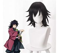 Demon Slayer Kimetsu No Yaiba Tomioka Giyuu Parrucca Cosplay Coda di cavallo nera Costume Cosplay Uomo Donna Capelli sintetici Parrucche anime