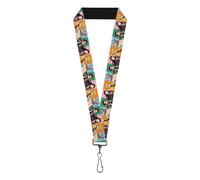 Demon Slayer Lanyard, Demon Slayer Four Character Group Pose Blocks Multi Color,