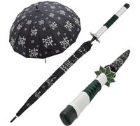 Demon Slayer Ombrello - Anime Pioggia Cosplay Katana Apertura Automatica Spada Ninja Parasole, Nero, Bianco