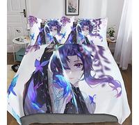Demon Slayer Set Da 3 Pezzi Copripiumino 3D Stampato Anime Characters Trapunta Set Con Cerniera Copripiumino Per A Bambini E Ragazzi Copripiumino Con Federe Per Adatto A Bambini E Ragazzi,Morbido E Tr