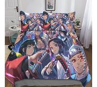 Demon Slayer Set Di 100% Cotone Da Letto 3D Anime Characters Copripiumino in Microfibre Ipoallergenico 3 Pezzi Trapunta Set Con Federe Per Bambini E Adulti Con Chiusura A Cerniera Set Double(200x200cm