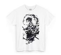 Demon Slayer - Tanjiro Kamado Nero, T-Shirt Maglietta Bianca, Manica Corta, Unisex Adulti, 100% Cotone Idea Regalo Anime Manga (IT, Testo, XL, Regular, Regular, Bianco)