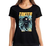 Demon Slayer Tokito Muichiro Mist Hashira Nebbia Spada Regalo Donna T-Shirt, Nero , L