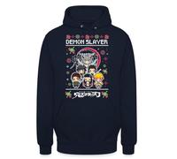 Demon Slayer | Ugly Christmas - Felpa con cappuccio, blu navy, S