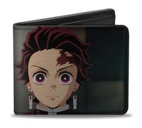 Demon Slayer Wallet, Bifold, Demon Slayer Tanjiro Kamado Pose and Title Logo Red