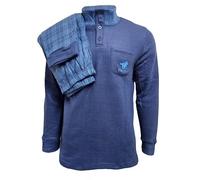 DEMONA Pigiama Uomo Invernale Molto Caldo in Morbidissimo Pile Maglia Pantalone Inverno SPEDIZIONE Gratuita (IT, Testo, XL, Regular, Regular, XDanny-A/Blu)