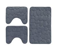 DEMONA Set 3 Pezzi Completo TAPPETI Bagno Sassi Cuori Memory Foam Antiscivolo Morbidi 3D Vari Colori TAPPETINI SPEDIZIONE Gratuita Offerta (TB/8 Cuori Grigio Scuro)