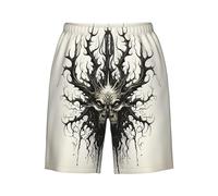 Demone Astratto Teschio Morte Oscuro Uomo Pantaloncini da Surfe con Tasche Costume Mare Estate Bagno Shorts L