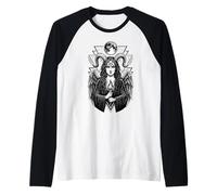 Demone Lillith Pentagramma Luna Demonologia Maglia con Maniche Raglan