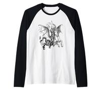 Demone Superiore A Cavallo Tenendo Un Standard Vettoriale Art Maglia con Maniche Raglan