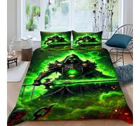 demonio Copripiumino Green fumo Effetto 3D, Morbida Microfibra Biancheria Da Letto Per Con Cerniera E 2 Federe Per Ragazzi E Ragazze King（220x240cm）