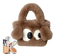 Demsyeq Borsa tote in peluche, borsa a tracolla in peluche peloso con manico superiore, portafoglio per famiglia, borsa a tracolla, portamonete, borsa a tracolla da donna carina, Marrone, Refer to