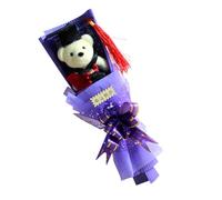 Demsyeq Bouquet di di fiori artificiali di laurea, orso laureato con cappucci laureati, composizioni floreali per figlio, figlia, nipote, ragazzi e ragazze