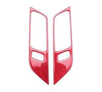 DEMULAX 2 pezzi in fibra di carbonio for maniglia interna della porta, copertura decorativa rossa, for Mustang, 2015-2021 Accessori auto interni Rivestimento per maniglia portiera auto