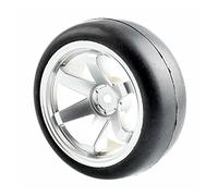 DEMULAX 4 Pezzi di Pneumatici in Gomma ABS, for HSP, for HPI, 1.10 Auto da Strada Pneumatico RC(Silver Wheel)