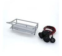 DEMULAX Accessorio for aggiornamento Auto RC Portapacchi in Metallo con Luce, for WPL, D12 1/10 Scala Rock Crawler Toy Truck Portapacchi per macchinine Giocattolo(Silver)