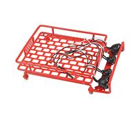 DEMULAX Portapacchi da Tetto 1/10 RC Crawler, for Axial, SCX10, for Tamiya, CC01 TRX4 D90 con Barra Luminosa 130x110mm Portapacchi per macchinine Giocattolo(Rot)