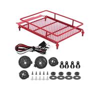 DEMULAX Portapacchi da Tetto MN 1/12 RC Crawler MN90/MN90K RC Modello Auto Ricambi Portapacchi RC Metallo con Luce Portapacchi per macchinine Giocattolo(Rot)
