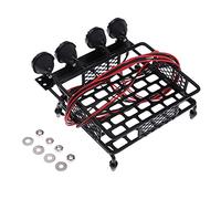 DEMULAX Portapacchi for Rock Crawler RC 1/10 + 4 luci Bianche, for Modello Axial, SCX10 Portapacchi per macchinine Giocattolo