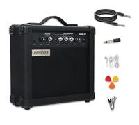 Demusea 20W Watt Basso Elettrico Nero Amplificatore Portatile Viaggio Mini Practic Amp Jack per Cuffie Aux Treble Medio Basso Mp3 con Adattatore Cavo Picks per Chitarra in