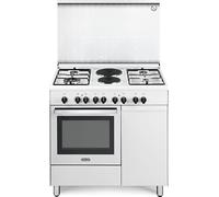 De Longhi DEMW96B42ED Cucina da accosto cm 90 - 4 fuochi + 2 piastre elettriche + 1 forno elettrico - portabombola - scaldavivande - bianco - Classe energetica: A