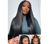 denacfi Parrucche senza colla per capelli umani pre pizzicate pre tagliate 9x6 parrucche frontali in pizzo dritto 250 densità Invisi parrucche con coulisse 12A parrucca vergine brasiliana per capelli