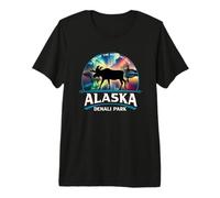 Denali Park Alaska Aurora Boreale Alce Souvenir Maglietta Premium