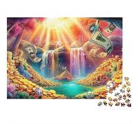 Denaro Puzzle 1000 Pezzi Adulti Scena Fantastica Cascata del Tesoro Premium Spesse Resistenti Alta Qualità Vivaci Stimolanti Difficile Antistress Regalo 70x50cm/1000pz
