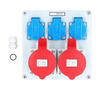 Denash 16A 250 V UE -Outlet IP44 Box di Base Elettrica Impermeabile con 2 PC 32A CEE Outlet, Facile Installazione per la Corrente del Giardino, Copertura Ad Alto Livello