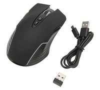 Denash 2,4 G di Giochi Meccanici Wireless Mouse con Rivestimento per la Pelle Amichevole per gli Impiegati (BLACK)