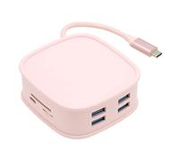 Denash 4K HD USB C Splitter 10 in 1 Stazione Docking Ad Alta velocità USB3.0 RJ45 Port Multiport Hub, per Laptop OS X, Supporta PD3.0 (Roseo)