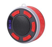 Denash Altoparlante da Doccia con Ventosa, Orologio a LED Luci RGB Suono Stereo a 360° Impermeabile Portatile, con 5.1 e Display Batteria, per Bagno All'aperto (rosso)