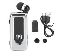 Denash Auricolare Wireless Retrattile, Tasto Stereo per per del Collare a LED a Batteria Staccabile per Driver e Professionisti, Ricarica Rapida con Arrivo di Potenza del 99% (SILVER)