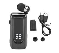 Denash Auricolare Wireless Retrattile, Tasto Stereo per per del Collare a LED a Batteria Staccabile per Driver e Professionisti, Ricarica Rapida con Arrivo di Potenza del 99% (BLACK)