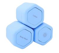 Denash Capsule Viaggio Magnetiche 3 Pezzi, Contenitori Toilette Esagonali con Potenti Magneti e Coperchi a Vite per Lozione Shampoo Balsamo, con capacità di 40 Ml per Viaggi Aerei (BLUE)