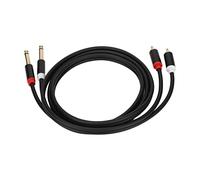 Denash Cavo a Doppio Cavo TS Doppio 4,9 Piedi per Lettore CD/DVD, Interconnessione Stereo da 6,35 Mm da 2 a 2 TS per Miscelatori e Amplificatori [di vocale]