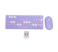 Denash Combo Mouse Tastiera Wireless retrò, 64 Tasti Rapid Response Tastiera 1200DPI Mouse, Design del Sonno Automatico Unico, Connessione Wireless a 2,4 GHz, per, per OS X (Purple)