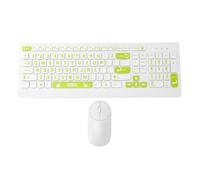 Denash Combo Tastiera e Mouse Wireless 2.4G di Grandi Dimensioni con | Tasti con Lettere di Grandi Dimensioni, Design di Digitazione Silenzioso, Layout a Due Colori, Configurazione Plug and
