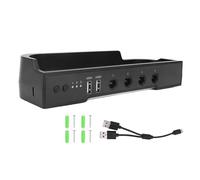 Denash Design Ottimizzato del Flusso D'aria, Illuminazione RGB, 2 Ventole a velocità Regolabile, Stazione Dock di Raffreddamento a Doppia Ventola per Console 2 con 2 Porte HUB USB 3